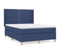 HETFTJN Letto a molle 140 x 200 cm, blu, traspirante, con testiera regolabile in altezza e materasso delicato sulla pelle, design moderno per camera da letto e camera degli ospiti