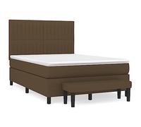 HETFTJN Letto a molle 140 x 200 cm, marrone scuro, tessuto con testiera regolabile, materasso a molle insacchettate e panchina per dormire e vivere