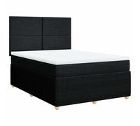 HETFTJN Letto a molle 140 x 200 cm, nero con materasso e cuscinetto, molle insacchettate, testiera regolabile in altezza, rivestimento in tessuto traspirante, design moderno per camera da letto e