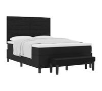 HETFTJN Letto a Molle 140x200 cm con Testiera Regolabile, Nero | Design elegante per la camera da letto con imbottitura in schiuma, telaio robusto e panchina coordinata inclusa.