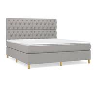 HETFTJN Letto a molle 160 x 200 cm, grigio chiaro, tessuto con materasso e topper, testiera regolabile in altezza, supporto medio, design moderno, per camera da letto, camera degli ospiti, camera dei