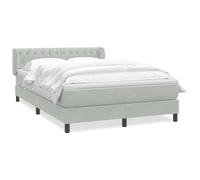 HETFTJN Letto a molle, 160 x 220 cm, grigio chiaro, letto imbottito con rivestimento in velluto, con materasso a molle insacchettate e topper, testiera regolabile in altezza con ganasce per le