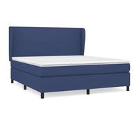 HETFTJN Letto a molle 180 x 200 cm, colore blu, rivestimento in tessuto con materasso e topper, testiera regolabile in altezza, design moderno e supporto medio duro per camera da letto, camera dei