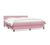 HETFTJN Letto a molle 180 x 210 cm, in velluto rosa con molle insacchettate, materasso e topper, design moderno, testiera regolabile in altezza, comoda per camera da letto, camera degli ospiti