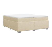 HETFTJN Letto a molle, 200 x 200 cm, color crema, letto imbottito con materasso a molle insacchettate e topper, con rete a doghe, stabile letto matrimoniale in tessuto di poliestere per un sonno
