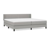 HETFTJN Letto a molle 200 x 200 cm, grigio chiaro in tessuto resistente con testiera regolabile in altezza e materasso a molle insacchettate per un sonno riposante in camera da letto e camera degli