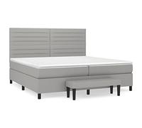 HETFTJN Letto a molle 200 x 200 cm, grigio chiaro, tessuto con testiera regolabile, con imbottitura e panchina, design moderno per camera da letto, camera degli ospiti, appartamento