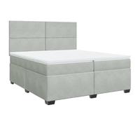 HETFTJN Letto a molle, 200 x 200 cm, in velluto, grigio chiaro, con materasso a molle insacchettate, testiera regolabile in altezza, design moderno e comodo per camera da letto, camera degli ospiti