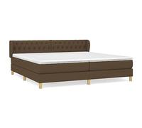 HETFTJN Letto a molle 200 x 200 cm, tessuto marrone scuro con testiera regolabile in altezza, materasso a molle insacchettate e topper per un sonno riposante in camera da letto, camera degli ospiti