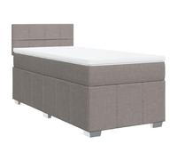 HETFTJN Letto a molle, 80 x 200 cm, con materasso a molle insacchettate e topper, letto imbottito con testiera regolabile in altezza, tessuto traspirante, comodo letto singolo, tortora