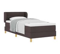 HETFTJN Letto a molle 80 x 200 cm marrone scuro tessuto singolo con materasso e topper, testiera regolabile, design moderno, robusto e comodo, per camera da letto, camera degli ospiti, camera dei