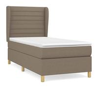 HETFTJN Letto a molle, 80 x 200 cm, tortora con materasso a molle insacchettate, testiera regolabile in altezza, traspirante, design moderno, per camera singola, camera degli ospiti, camera dei