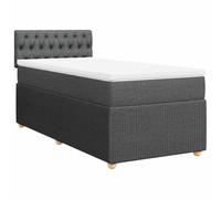 HETFTJN Letto a molle, 90 x 190 cm, grigio scuro, con materasso e cuscino, con molle insacchettate, rivestimento in tessuto, per camera dei ragazzi, camera degli ospiti, comfort durante il sonno