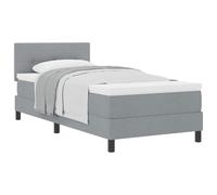 HETFTJN Letto a molle, grigio chiaro, 100 x 200 cm, rivestimento in tessuto, moderno letto singolo con materasso e rete a doghe, testiera regolabile in altezza, robusto telaio in legno per camera da
