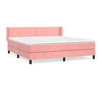 HETFTJN Letto a molle rosa, 160 x 200 cm, in velluto con testiera regolabile in altezza e materasso a molle insacchettate, sistema di sonno medio per camera dei ragazzi, camera da letto e ospiti