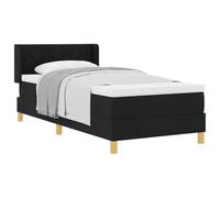 HETFTJN Letto a Molle Singolo 90x200 cm con Testiera Regolabile Nero | Struttura imbottita con materasso medio e topper inclusi, ideale per la camera da letto o la stanza degli ospiti.
