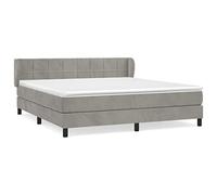 HETFTJN Letto a rete imbottita, 160 x 200 cm, letto imbottito con materasso a molle insacchettate e coprimaterasso, testiera regolabile in altezza, lussuoso rivestimento in velluto, grigio chiaro