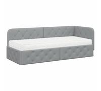 HETFTJN Letto ad Angolo 80x200 cm con Materasso Daybed in Tessuto Grigio | Ideale per camera da letto e stanza ospiti, questo divano letto salvaspazio offre uno schienale reversibile modulare.