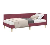 HETFTJN Letto Angolare Singolo 100x200cm con Materasso Grigio 2 pz | Testiera a parete salvaspazio e materasso multizona ortopedico per un riposo sereno in camera da letto.