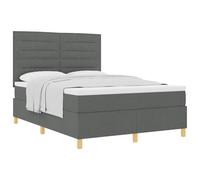 HETFTJN Letto Box Spring Matrimoniale con Materasso 140x200 cm Grigio Scuro | Testiera regolabile a due altezze e imbottitura in morbido tessuto per il massimo relax nella tua camera da letto.