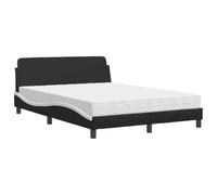 HETFTJN Letto con materasso Dover 140 x 200 cm Nero Bianco Ecopelle Moderno Design Onde Schiuma H2/H3 Comfort Letto Matrimoniale per Camera da Letto e Ragazzi