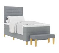 HETFTJN Letto Imbottito 100x200 cm con Materasso e Panca Grigio Chiaro | Set completo per camera da letto con testiera traspirante e materasso in schiuma medio-rigida per notti confortevoli.