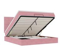 HETFTJN Letto imbottito 160 x 200 cm con materasso e topper, letto ottomano con vano portaoggetti, letto matrimoniale in velluto, meccanismo di sollevamento idraulico, testiera rosa, struttura del