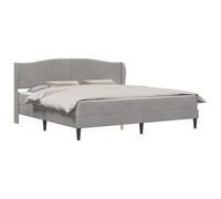 HETFTJN Letto imbottito da 200 x 200 cm, con materassi e rete a doghe, moderna struttura per letto in velluto grigio chiaro, con testiera, robusto telaio per letto con vano portaoggetti e gambe nere