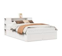 HETFTJN Letto in legno massello, 135 x 190 cm, in pino bianco, con pratica testiera, robusto base a doghe, salvaspazio, per camera da letto, camera dei ragazzi, camera degli ospiti