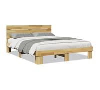 HETFTJN Letto in legno massello, 135 x 190 cm, in rovere con testiera e spazio sotto la superficie, robusto telaio per camera dei ragazzi e camera degli ospiti