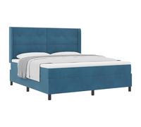 HETFTJN Letto matrimoniale a molle, 180 x 200 cm, con materasso e testiera, in velluto blu, design moderno, imbottito, super king size, con topper e materasso a molle insacchettate, portata fino a 280