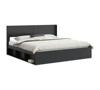HETFTJN Letto Matrimoniale con Vani Contenitore Nero 180x200 cm | Design moderno per la camera da letto con doghe in compensato robuste e scomparti integrati per organizzare lo spazio.