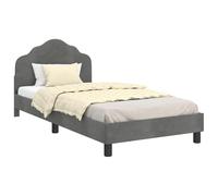 HETFTJN Letto per ragazzi 90 x 190 cm, in velluto, grigio scuro, struttura moderna con testiera e rete a doghe, robusto materiale in legno, design basso per appartamenti in città, camera da letto