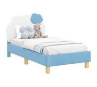HETFTJN Letto per ragazzi con testiera e spazio 70 x 140 cm in blu in PU e legno Design moderno per piccoli spazi nella cameretta dei bambini, camera dei ragazzi e camera degli ospiti
