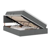 HETFTJN Letto portaoggetti 140 x 200 cm, grigio scuro con materasso e rete a doghe, design moderno, struttura in legno e metallo, sollevamento idraulico, molto spazio sotto il letto, per camera degli
