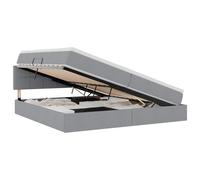 HETFTJN Letto portaoggetti 200 x 200 cm, grigio chiaro con sollevatore idraulico e materasso, design moderno, robusto telaio in metallo per camera da letto, camera dei ragazzi e camera degli ospiti