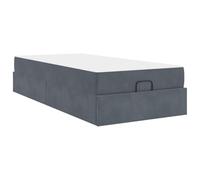 HETFTJN Letto Singolo 90x200 cm con Materasso Schiuma 2 Pcs Grigio | Set letto singolo con materasso in schiuma ad alta densità per camera da letto moderna con vano contenitore grigio.