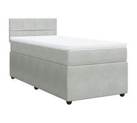 HETFTJN Letto singolo a molle, 80 x 200 cm, grigio chiaro, in velluto, con materasso e topper a molle insacchettate, rigidità media, design moderno, per camera da letto, camera degli ospiti, camera