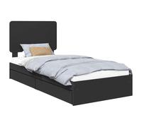 HETFTJN Letto singolo con cassetto, 90 x 190 cm, nero, materiale in legno, moderno, per camera dei ragazzi, piccoli appartamenti in città