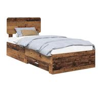 HETFTJN Letto singolo in legno vecchio, 90 x 190 cm, con testiera e cassetti, materiale in legno, moderno, per camera dei ragazzi, camera degli ospiti, camera da letto