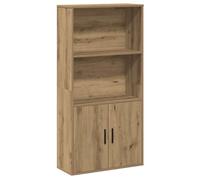 HETFTJN Libreria 2 Ripiani e Ante Rovere Artigianale 60x24x120 cm