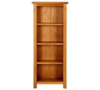 HETFTJN Libreria 4 Ripiani in Legno Massello Rovere 45x22x110 cm | Scaffale stretto salvaspazio per soggiorno e studio, design rustico con finitura naturale e kit antiribaltamento.