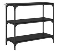 HETFTJN Libreria a 3 Ripiani in Legno e Ferro Nero 80x33x70.5 cm