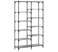 HETFTJN Libreria a 5 Ripiani 100x32x170 cm in Legno e Ferro Grigio Sonoma