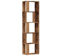 HETFTJN Libreria a 5 Scomparti Verticale Legno Antico 45x24x159 cm | Scaffale stretto salvaspazio a colonna con 5 ripiani aperti per organizzare libri e decorazioni in soggiorno o studio.