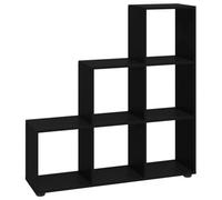 HETFTJN Libreria a Scala Nera 107cm Scaffale 6 Scomparti Legno | Scaffalatura autoportante nera con 6 vani a giorno, ideale per studio, soggiorno e camera da letto. Carico max 40 kg.