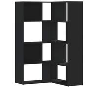 HETFTJN Libreria Angolare 4 Ripiani Nera 85x85x140 cm Legno Multistrato | Mobile salvaspazio componibile in due modalita a L o lineare, ideale per organizzare soggiorno, studio e camera da letto.