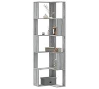 HETFTJN Libreria Angolare 5 Ripiani in Legno Multistrato Grigio Sonoma Scaffale Salvaspazio 50x50x179 cm per Soggiorno Camera Ufficio Cucina
