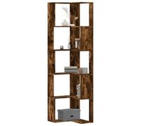 HETFTJN Libreria Angolare 5 Ripiani in Legno Multistrato Rovere Fumo 50x50x179 cm Design Salvaspazio per Angolo Soggiorno Camera Ufficio Cucina