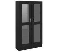 HETFTJN Libreria Armadietto con Vetrina Nero 82,5x30,5x150 cm Multistrato | Mobile espositivo nero per soggiorno e studio con 4 scomparti capienti e 2 ante per organizzare libri e decorazioni.